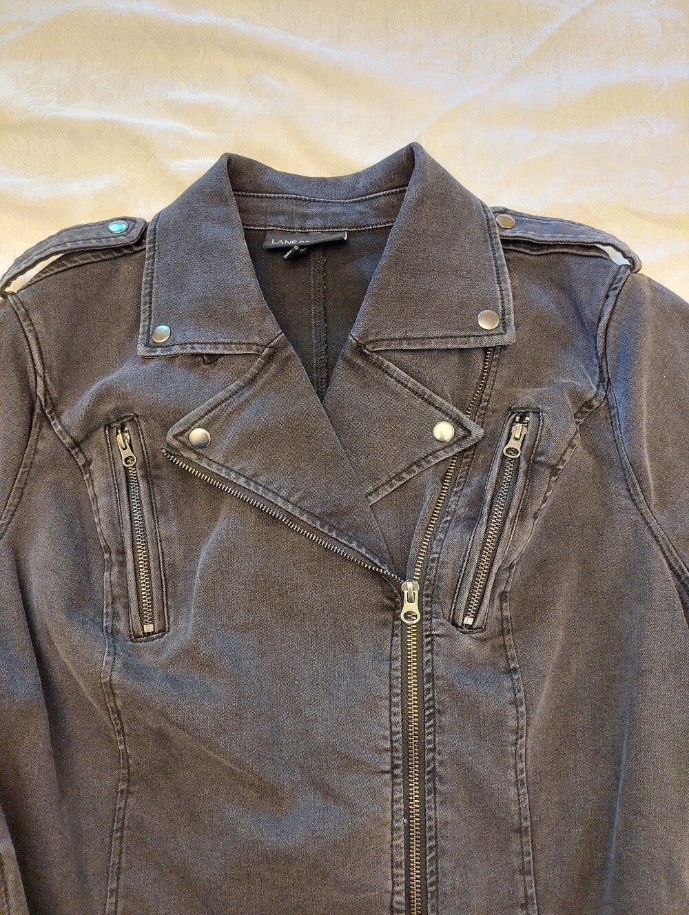 Lane Bryant Black Stretch Moto Corset Side Deniem Jean Jacket. Size 18 - Picture 4 of 14